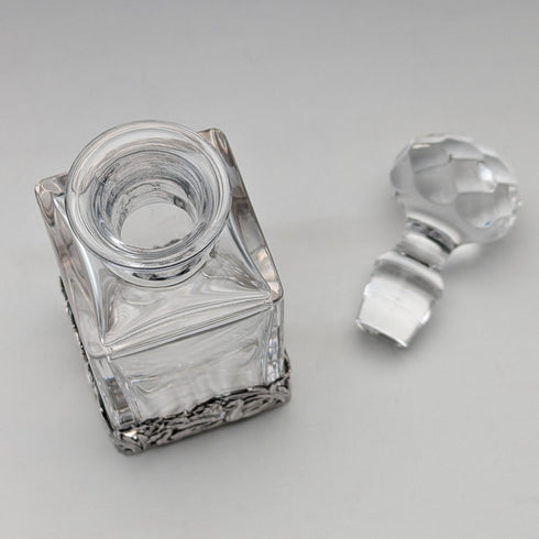 ヴィンテージ 純銀スワン装飾 カットガラス パフュームボトル 香水瓶